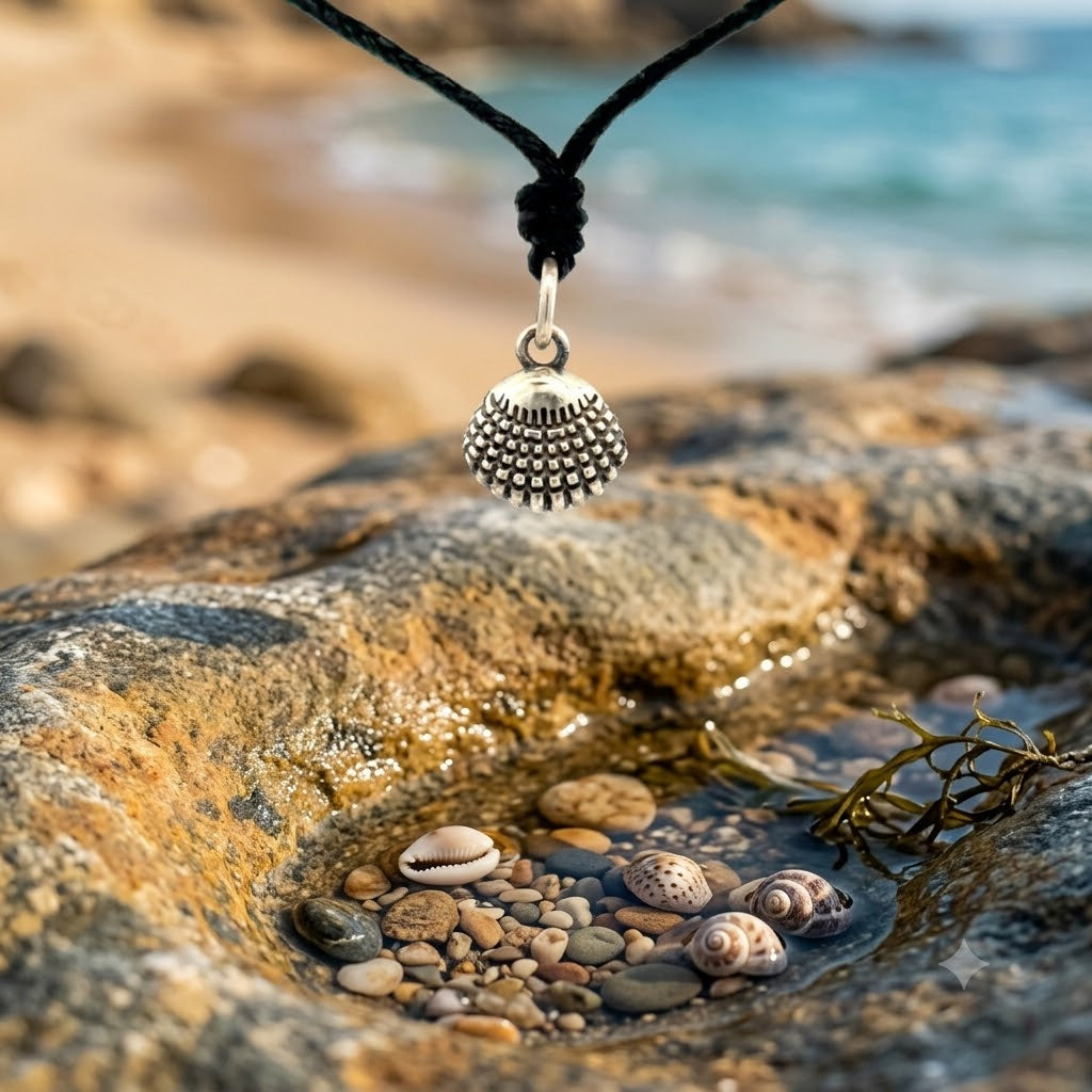 Little Clamshell 92.5 Sterling Silver Pewter Necklace Pendant Jewelry
