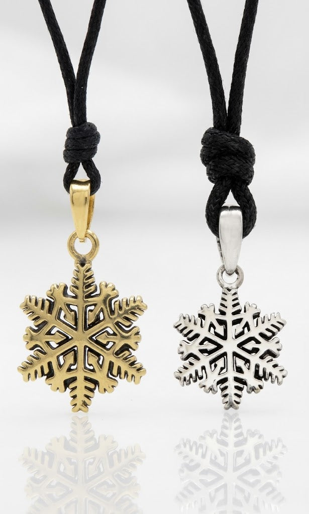 Snow Flake Winter Handmade 92.5 Sterling Silver Brass Necklace Pendant Jewelry