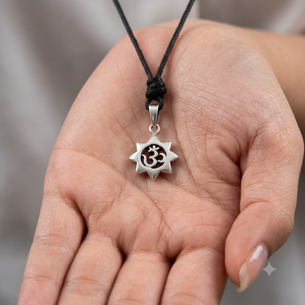 Sunflower Hindu Ohm 92.5 Sterling Silver Pewter Gold Brass Necklace Pendant Jewelry