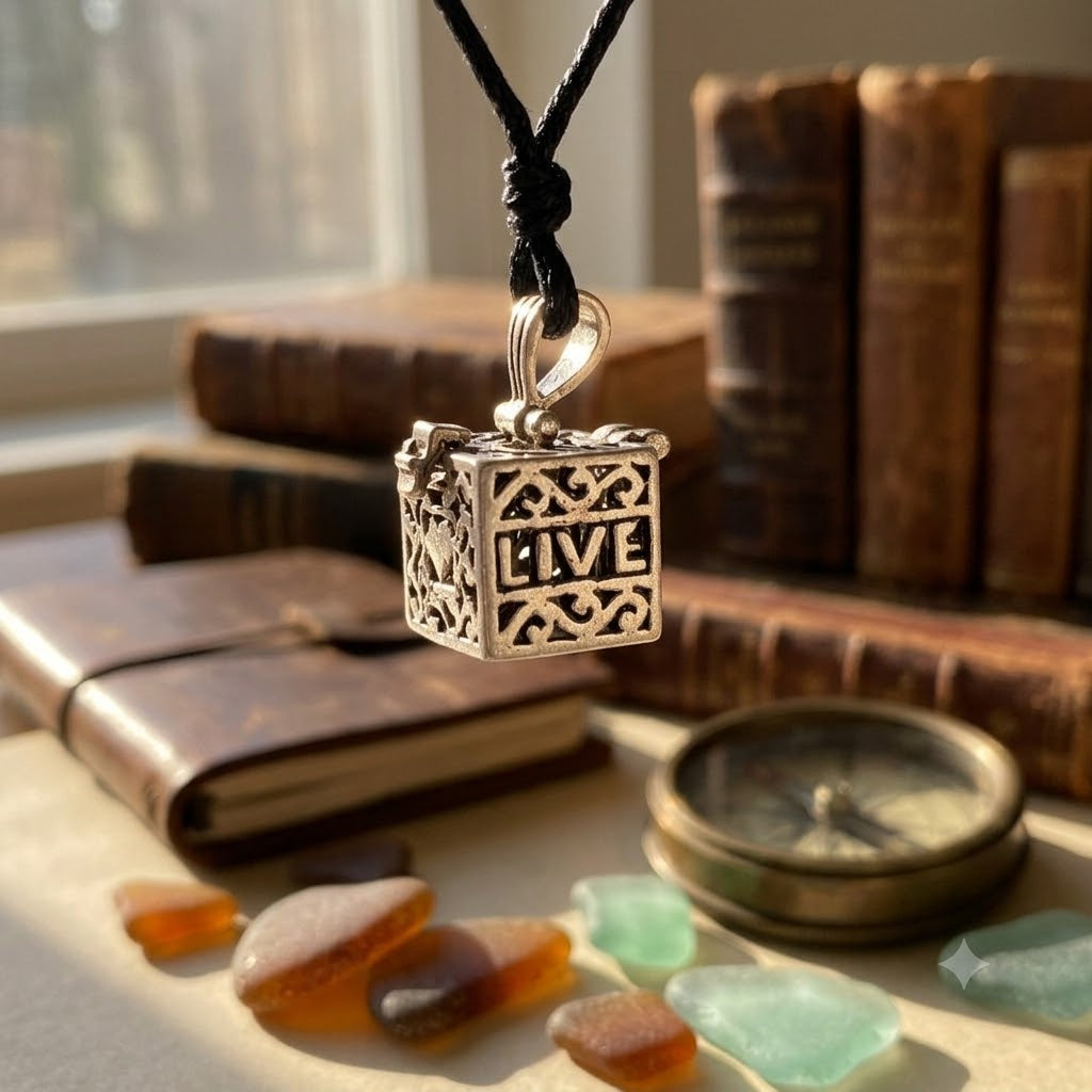 Live Love Laugh Affirmation Box 92.5 Sterling Silver Necklace Pendant Jewelry .