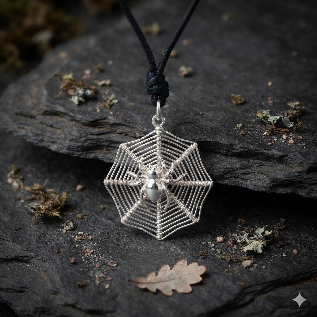 Filigree Spider In Web 92.5 Sterling Silver Charm Pendant Jewelry