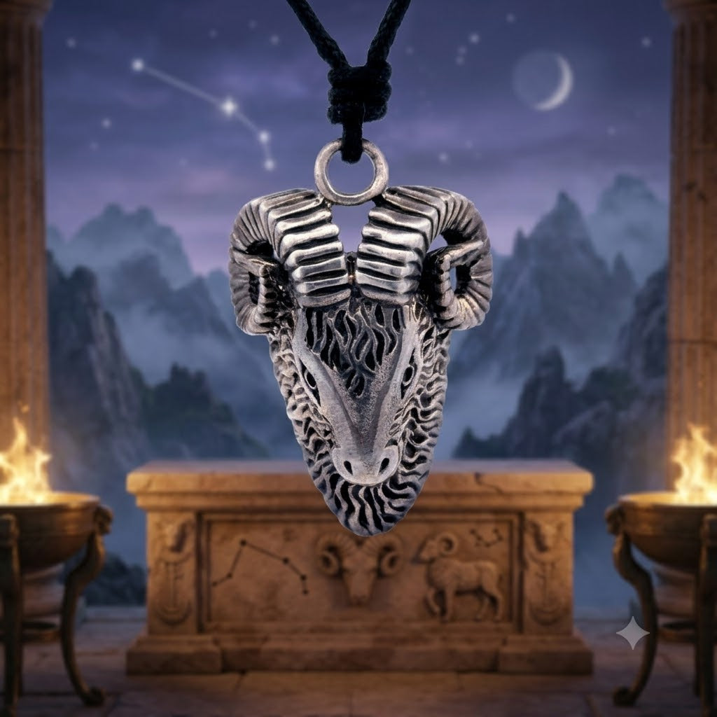 Ram Head Goat Baphomet Pagan God 92.5 Sterling Silver Necklace Pendant Jewelry