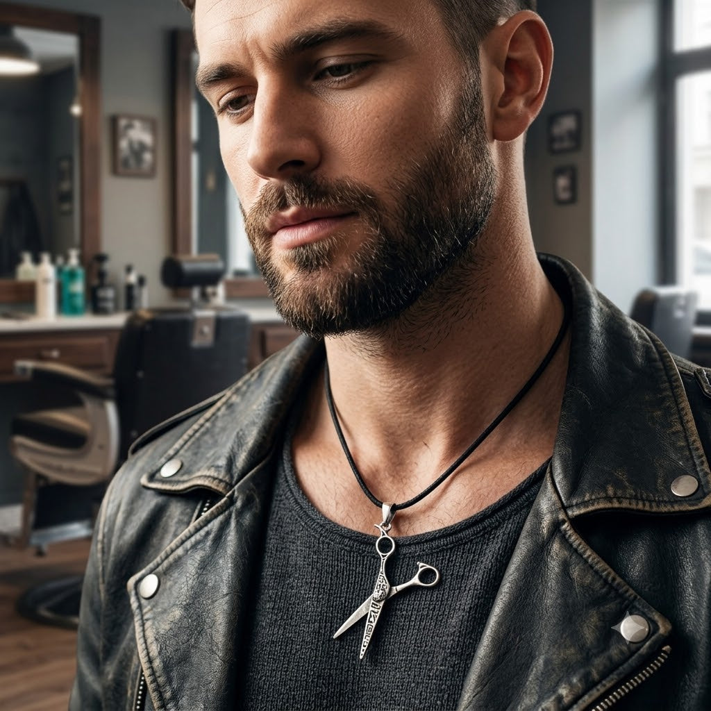 Scissorss Barber Salon 92.5 Sterling Silver Brass Charm Necklace Pendant Jewelry