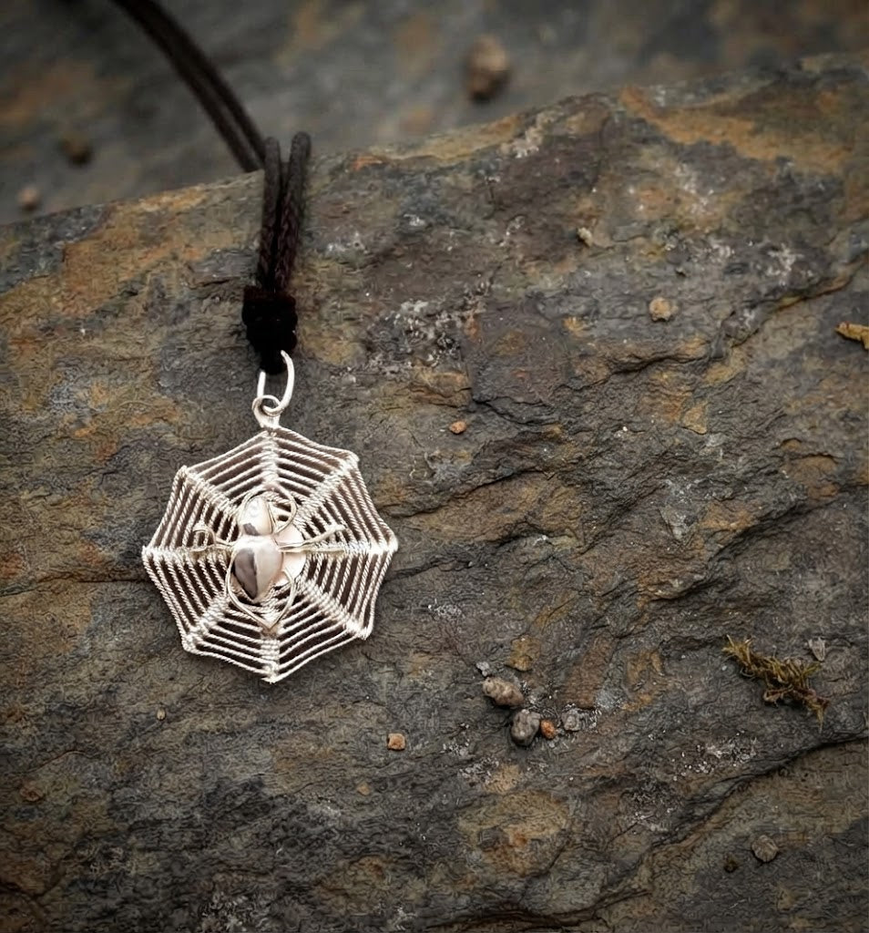 Filigree Spider In Web 92.5 Sterling Silver Charm Pendant Jewelry