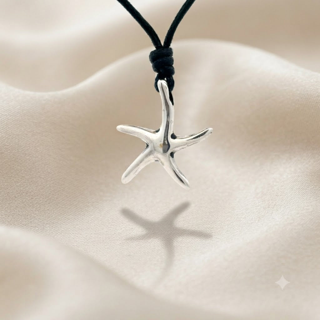 Cute Starfish 92.5 Sterling Silver Charm Necklace Pendant Jewelry