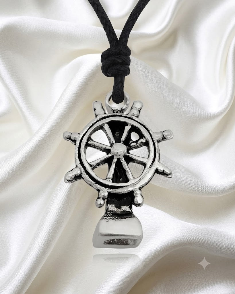 Authentic Ship Helm Sterling Silver Pewter Brass Necklace Pendant Jewelry