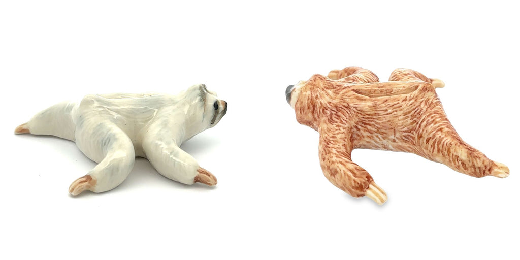 Cute Slow Sloths Ceramic Figurine Hand Made Painted Ceramic Animals Decorative
