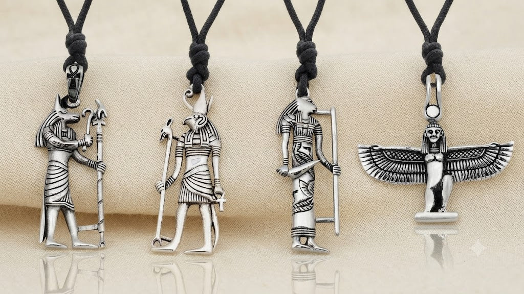 Egyptian God & Goddess 92.5 Sterling Silver Brass Necklace Pendant Jewelry