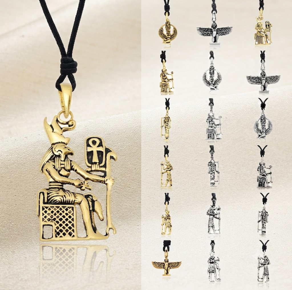Egyptian God & Goddess 92.5 Sterling Silver Brass Necklace Pendant Jewelry