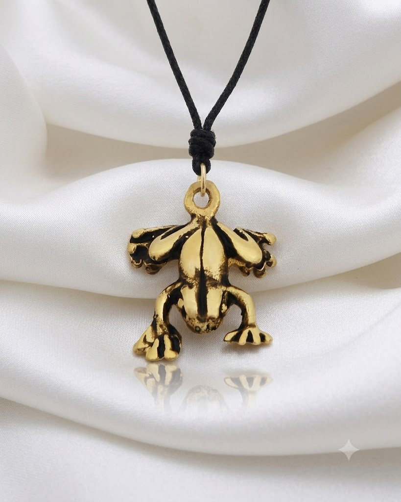 Frog Toad Prince 92.5 Sterling Silver Gold Brass Charm Necklace Pendant Jewelry