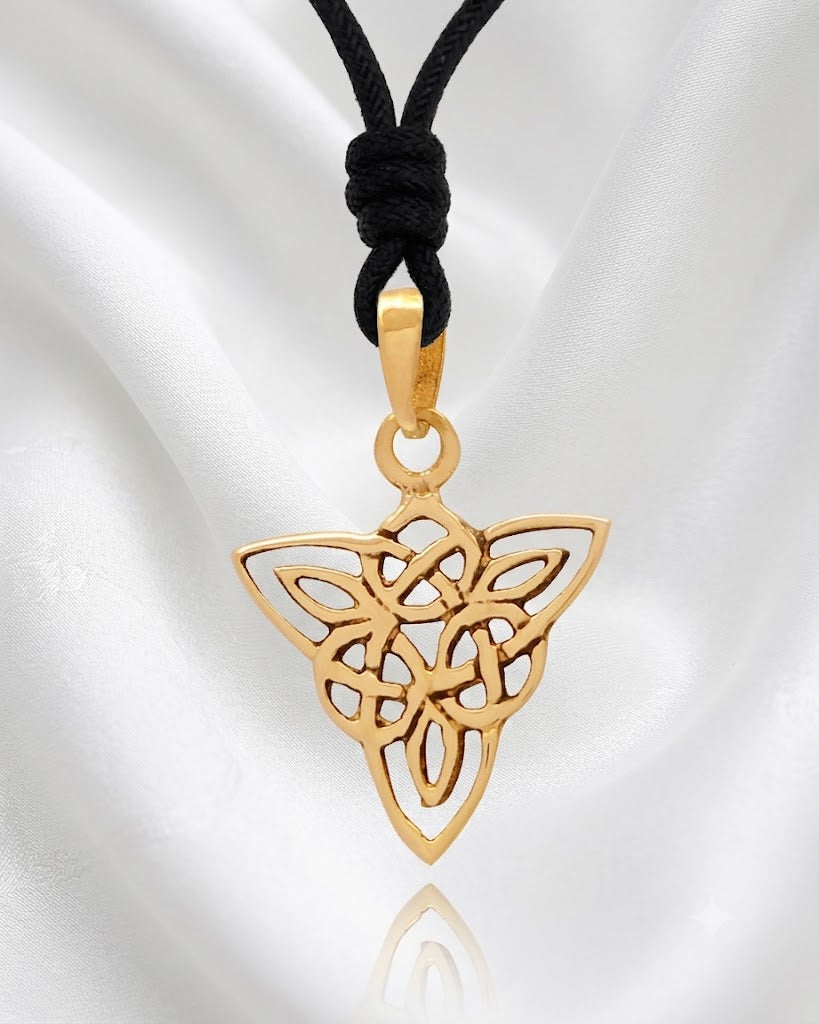 Classic Trilogy Triquetra 92.5 Sterling Silver Gold Brass Necklace Pendant Jewelry