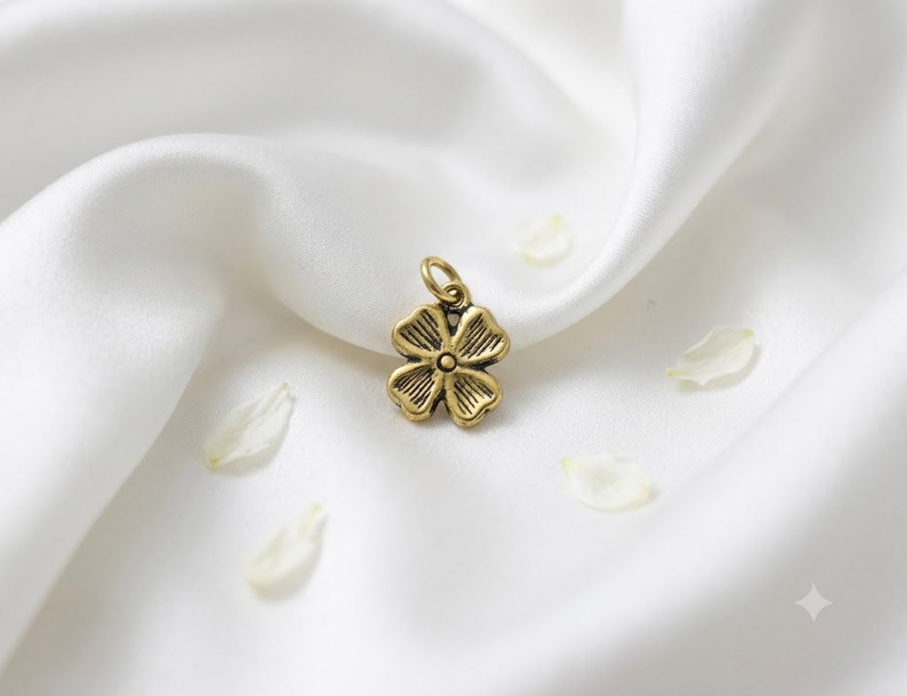 Four Leaf Clover Sterling-silver Pewter Gold Brass Charm Necklace Pendant Jewelry