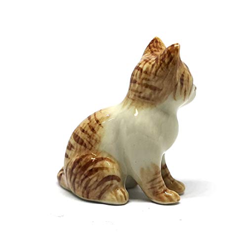 Ceramic Siamese Cat Figurine Brown Hand Painted Porcelain Miniature Collectible