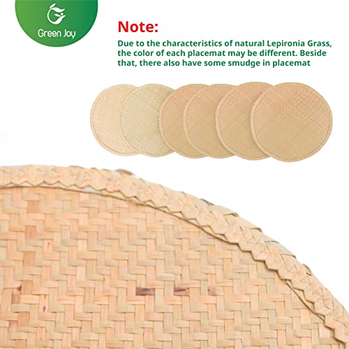 Woven Placemats for Dining Table - Green Placemats, Dining Table Set, Woven Placemats β Size 14.6 Inch β Heat Resistant, Non-Slip, Durable β Braided Placemats for Kitchen Table- Farmhouse Placemats Set of 6