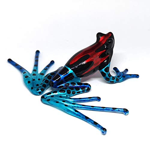 ZOOCRAFT Collectible Frog Figurines Blown Glass Hand Painted Animals Lovers Gift Collection Miniature Home Garden Terrarium Decor