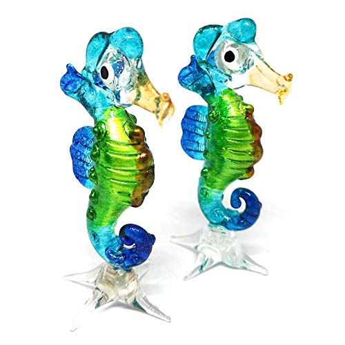 Coastal Blown Glass Figurine Seahorse Aquarium Home Decor Marine Life Spirit Animal Totem