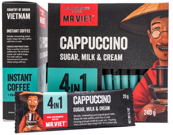 Mr. Viet Vietnamese Instant Coffee 4in1 / 3in1 / 2in1 Cappuccino / Black Americano/ Ginsheng Coffee