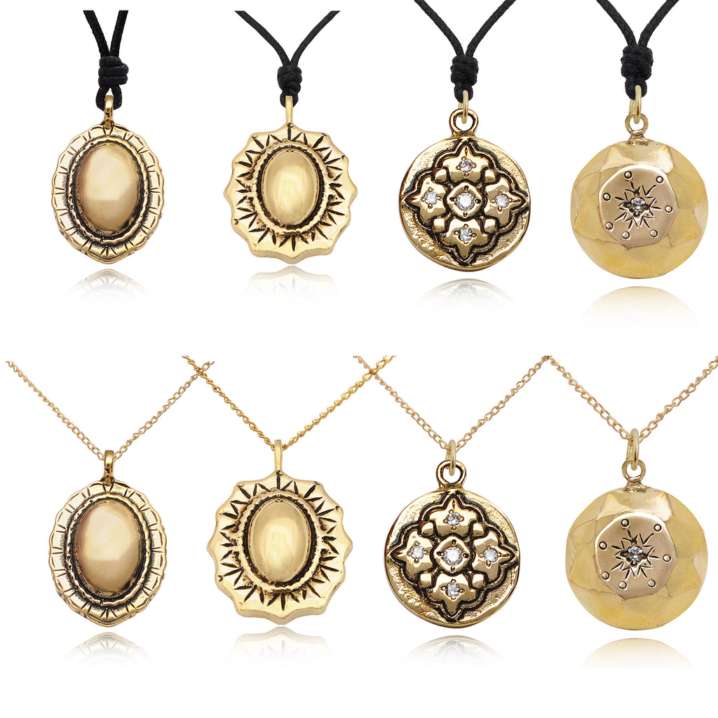 Vintage Amulet Gold Brass Charm Necklace Pendant Jewelry