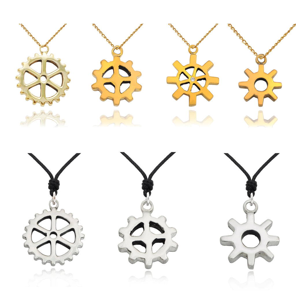Gear Machine Silver Brass Gold Brass Charm Necklace Pendant Jewelry