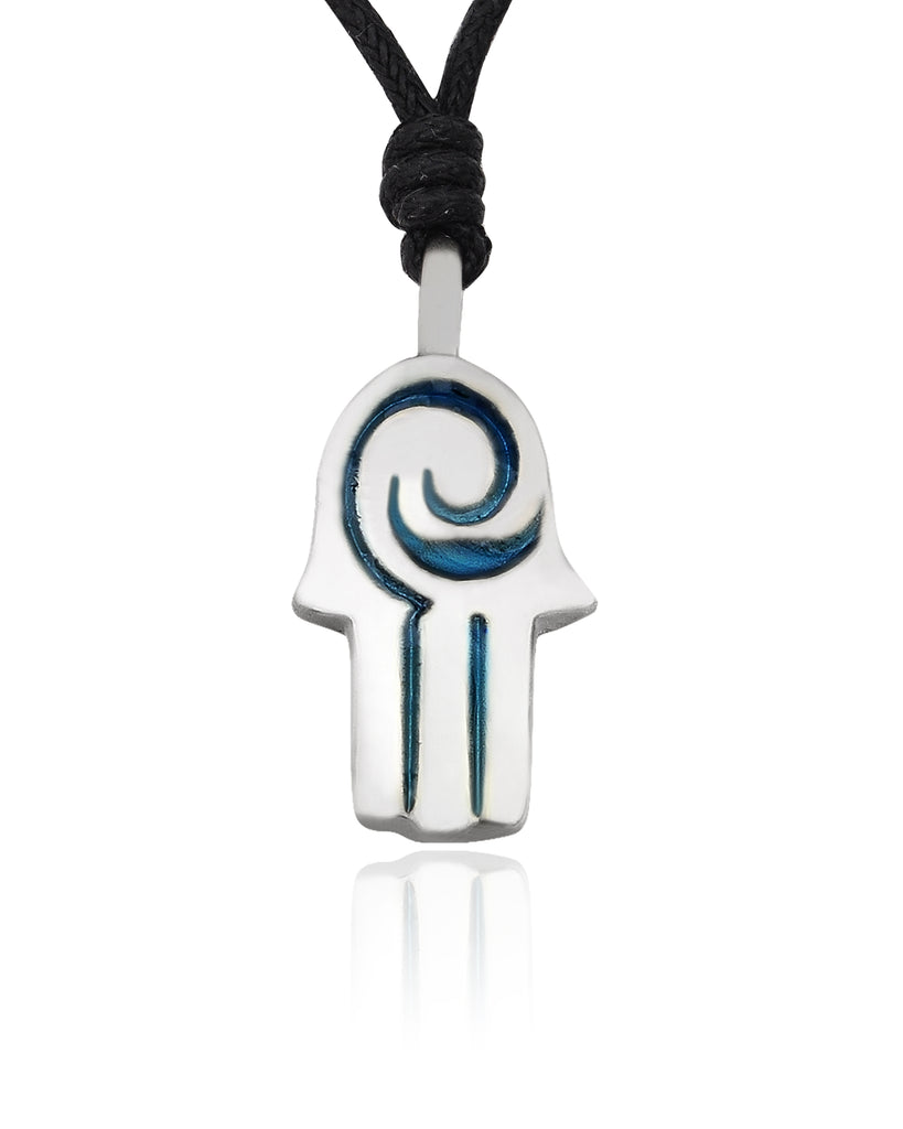Small & Medium Hamsa (Hand of God) Silver Pewter Necklace Pendant Jewelry