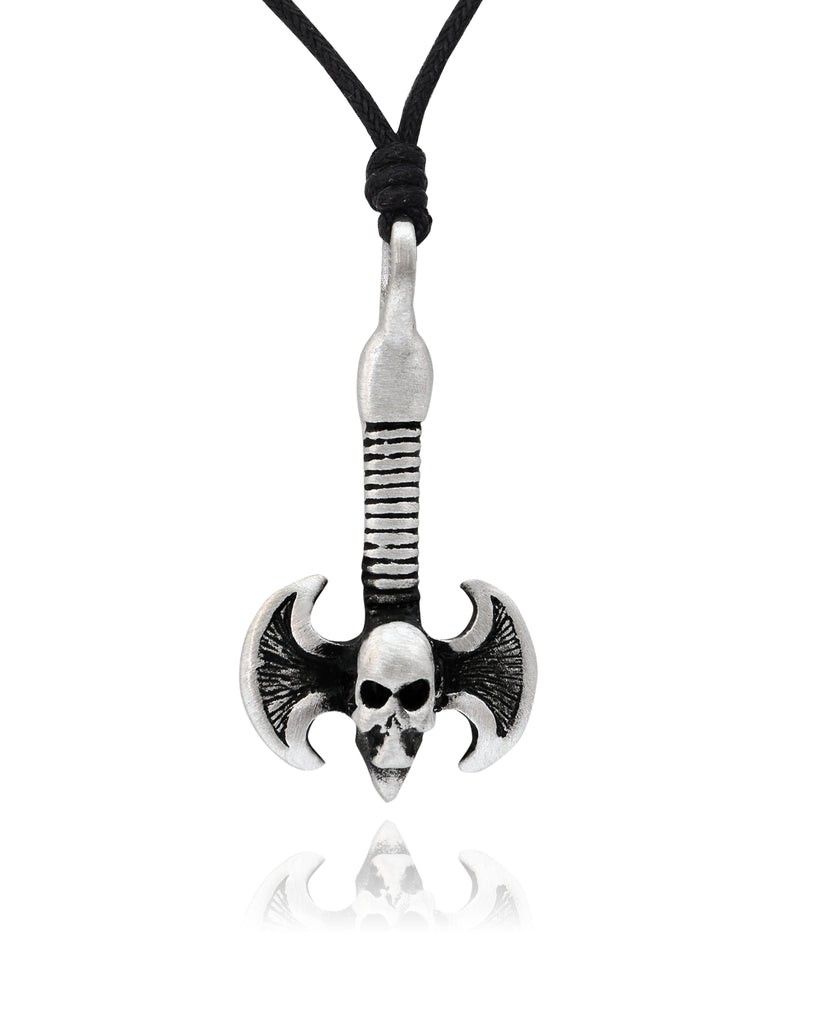 New Battle Axe Silver Pewter Charm Necklace Pendant Jewelry