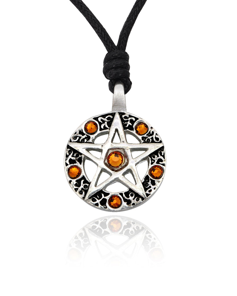 Pentagram Silver Pewter Charm Necklace Pendant Jewelry