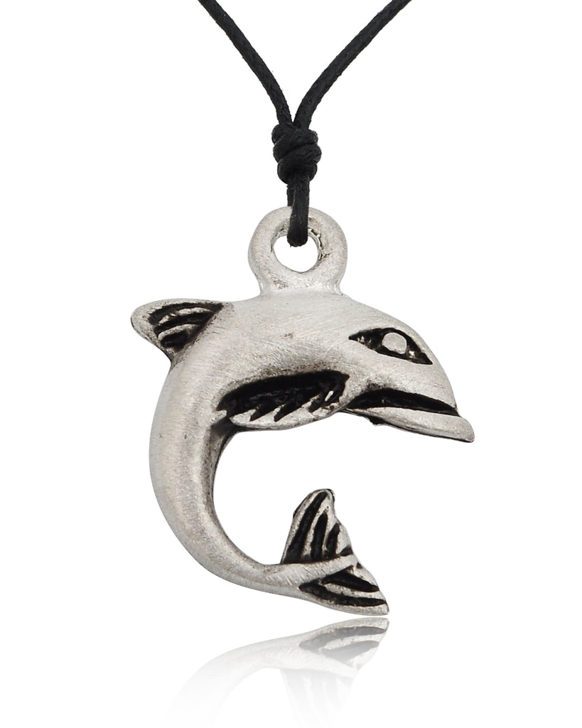 Handmade Lovely Dolphin Silver Pewter Charm Necklace Pendant Jewelry