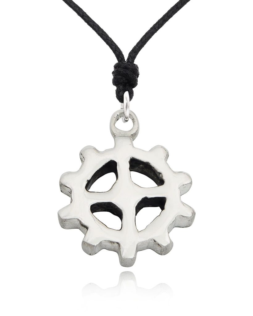 Gear Machine Silver Brass Gold Brass Charm Necklace Pendant Jewelry
