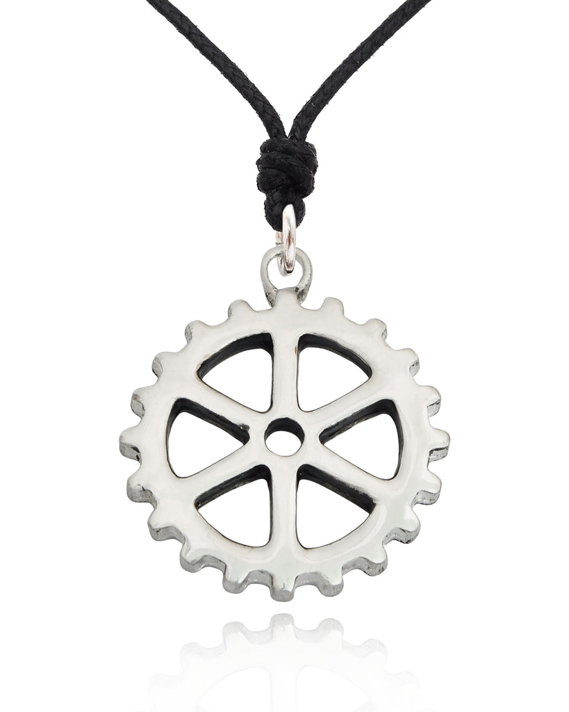 Gear Machine Silver Brass Gold Brass Charm Necklace Pendant Jewelry