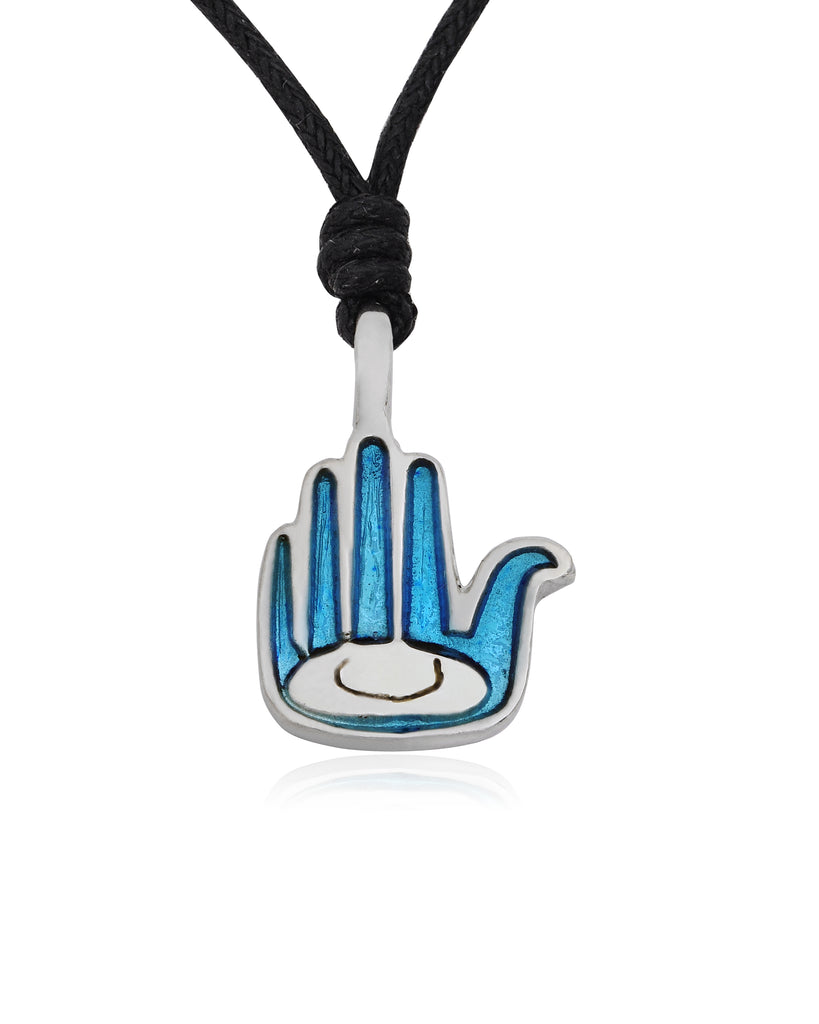 Hamsa Hand Of God Jewish Silver Pewter Charm Necklace Pendant Jewelry