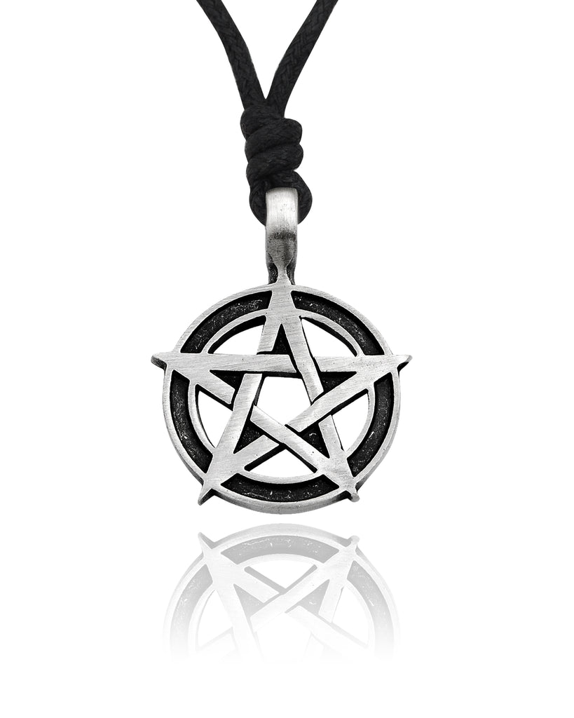 Gothic Pentagram Star Skull Silver Pewter Necklace Pendant Jewelry