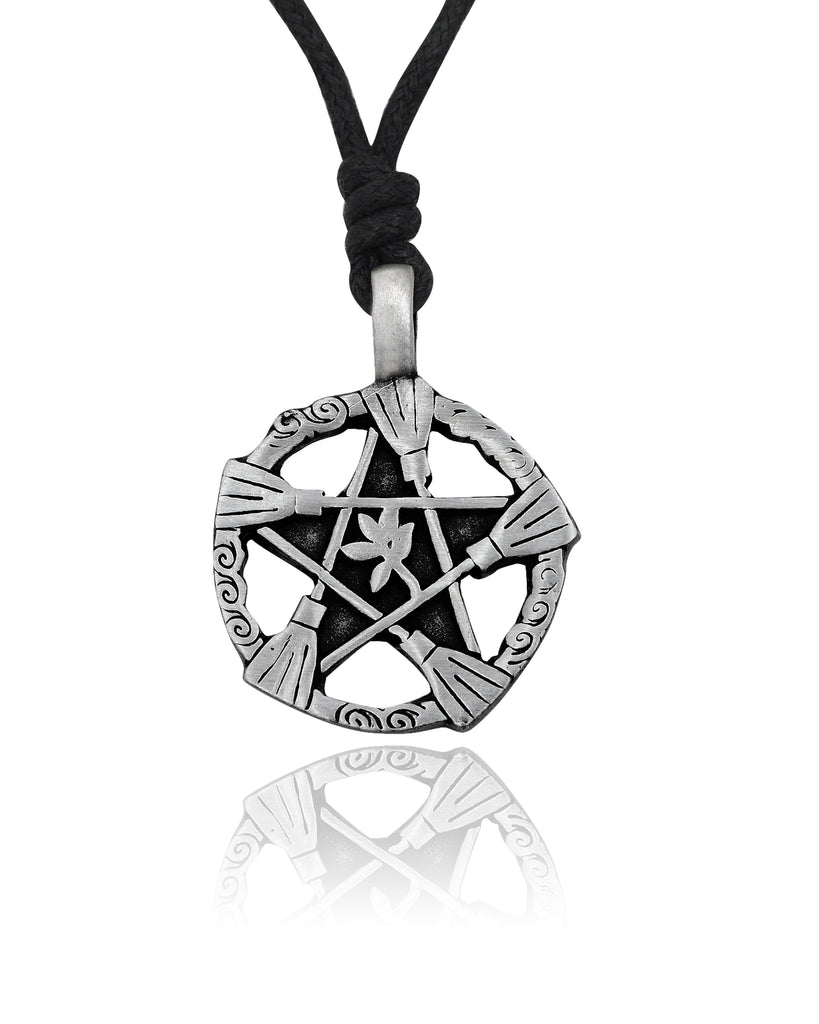 Gothic Pentagram Star Skull Silver Pewter Necklace Pendant Jewelry
