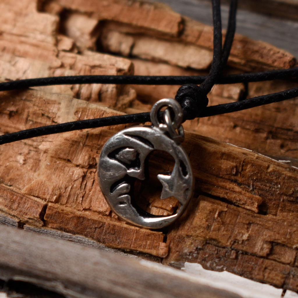 Moon & Star Silver Pewter Sterling Silver Charm Necklace Pendant Jewelry