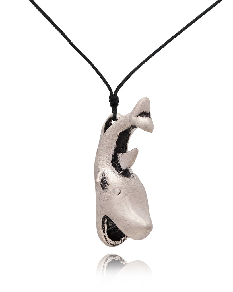 Scary Shark 92.5 Sterling Silver Pewter Charm Necklace Pendant Jewelry