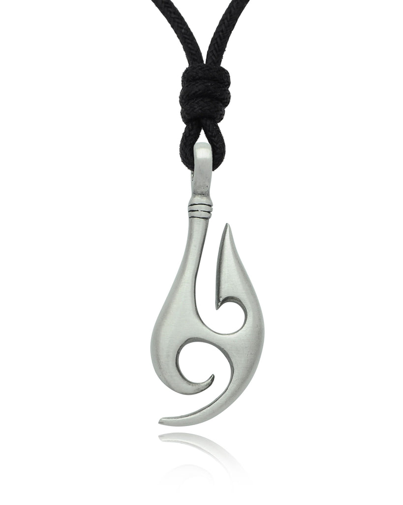Maori Tribal Fishing Hook Tribal Silver Pewter Brass Necklace Pendant Jewelry