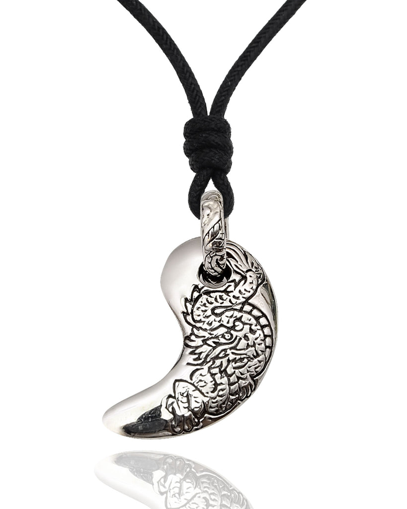 Vintage Dragon Magatama Japanese Yin‑Yang Pendant Necklace – 92.5 Sterling Silver & Gold Brass Jewelry