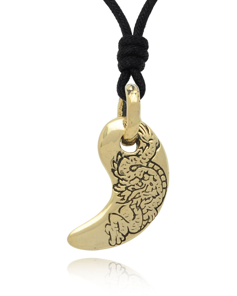 Vintage Dragon Magatama Japanese Yin‑Yang Pendant Necklace – 92.5 Sterling Silver & Gold Brass Jewelry