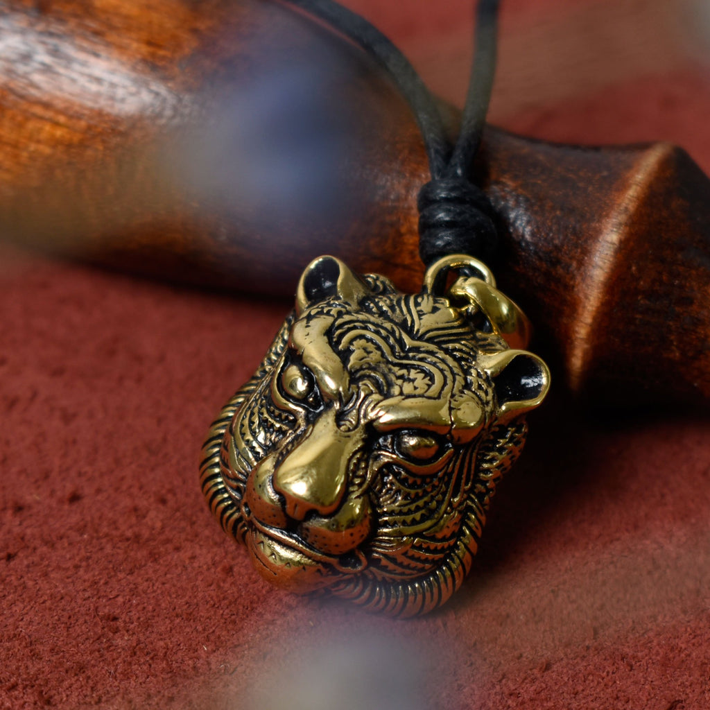 Panther Head 92.5Sterling Silver Gold Brass Necklace Pendant Jewelry