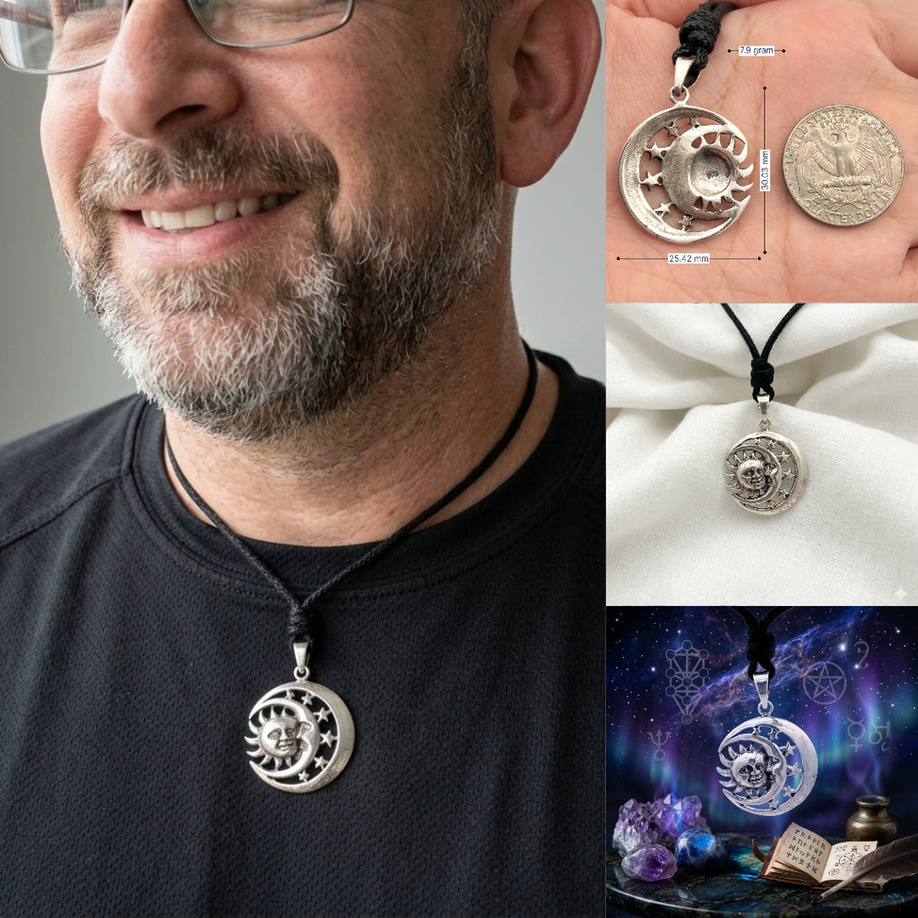Sun Moon Ying Yang 92.5 Sterling Silver Pewter Brass Charm Necklace Pendant Jewelry