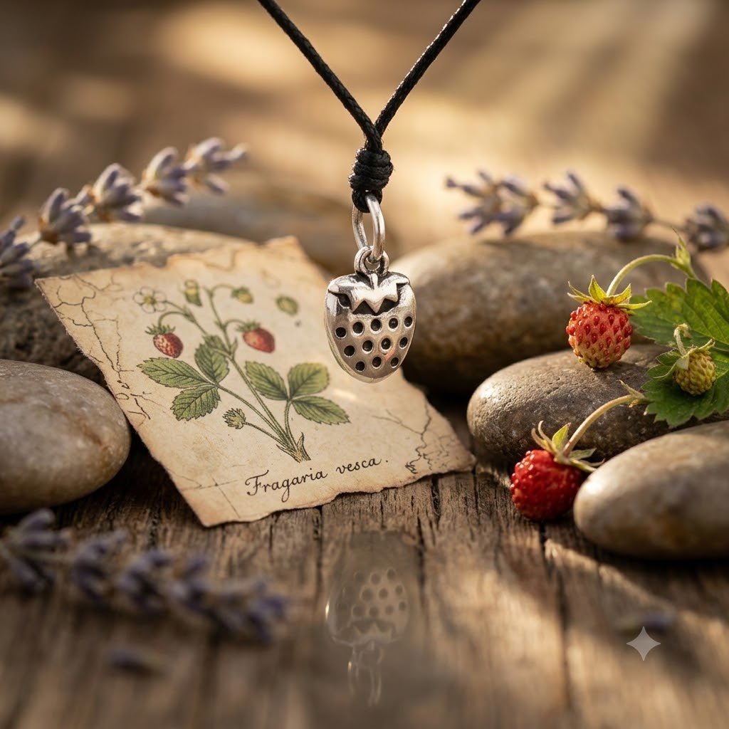 Strawberry Fruit 92.5 Sterling Silver Pewter Brass Necklace Pendant Jewelry
