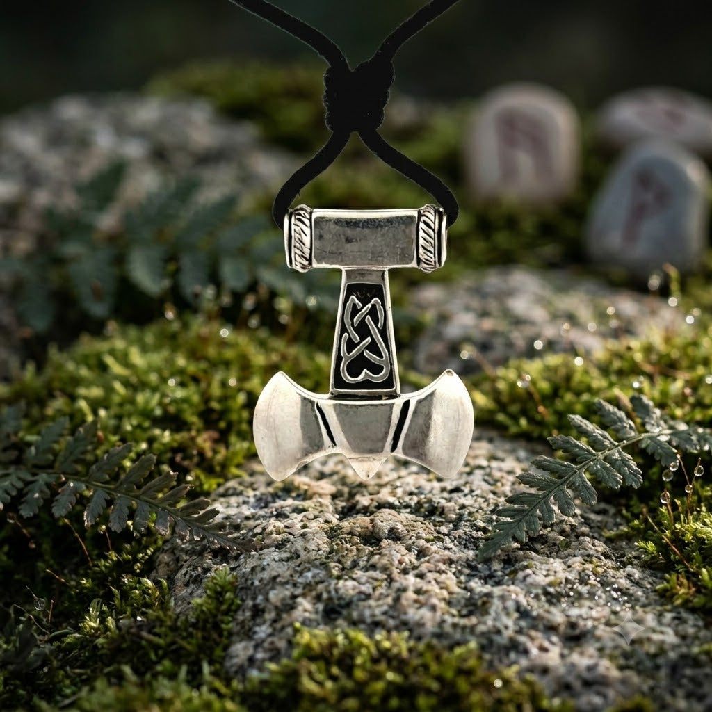 God's Hammer Mjolnir 92.5 Sterling Silver Brass Necklace Pendant Jewelry