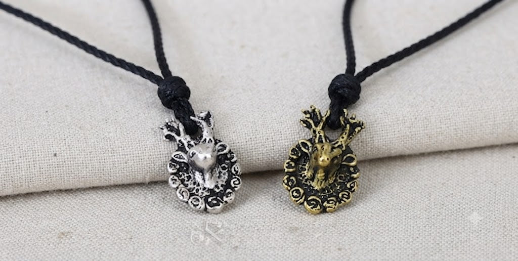 Deer With Round Rose Frame 92.5 Sterling Silver Pewter Brass Charm Necklace Pendant Jewelry