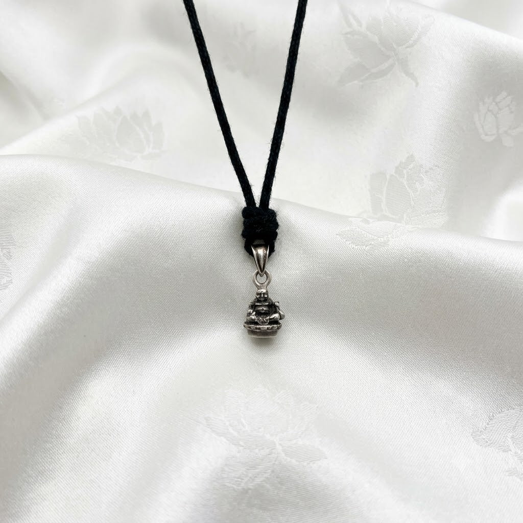 Happy Smile Buddha 92.5 Sterling Silver Brass Charm Necklace Pendant Jewelry