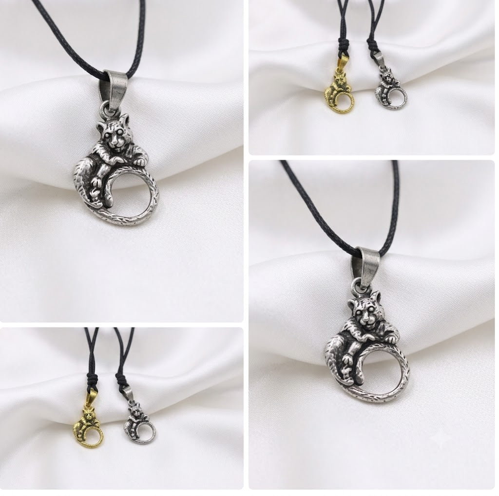 Unisex Leopard Sterling Silver Gold Brass Charm Necklace Pendant Jewelry