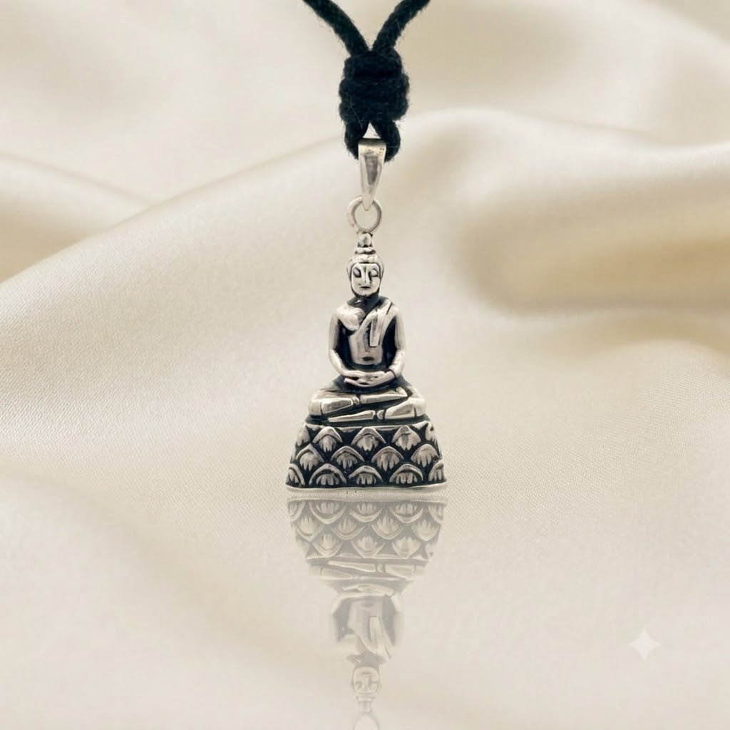 Buddha Meditation 92.5 Sterling Silver Gold Brass Necklace Pendant Jewelry