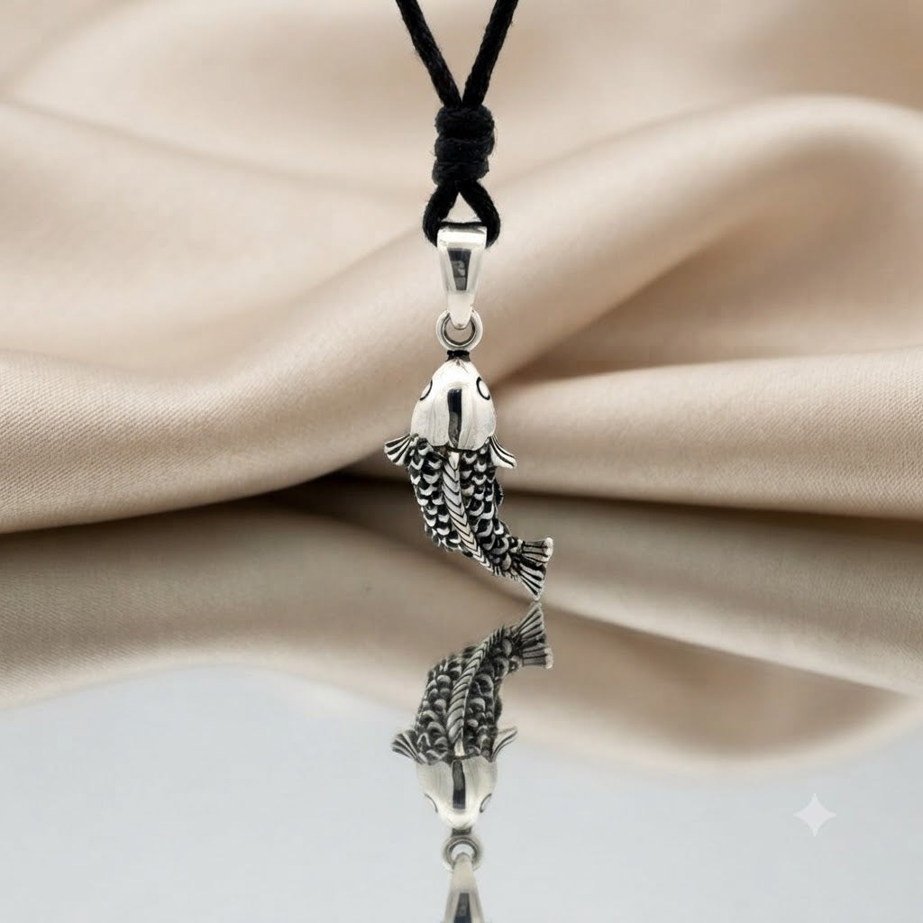 Fish 92.5 Sterling Silver Brass Charm Necklace Pendant  Marine Melody Jewelry