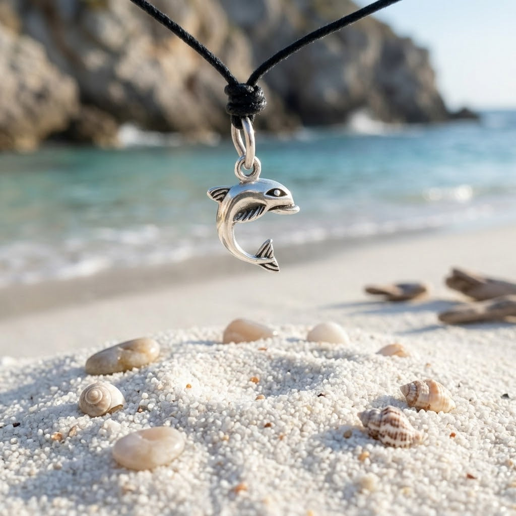 Handmade Lovely Dolphin Silver Pewter Charm Necklace Pendant Jewelry