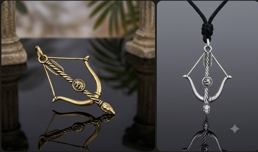 Bow And Arrow 92.5 Sterling Silver Brass Charm Necklace Pendant Jewelry