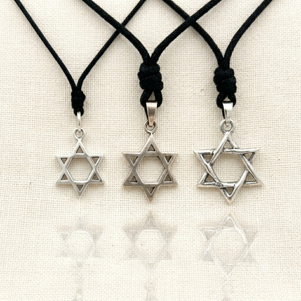 Star of David 92.5 Sterling Silver Pewter Brass Charm Necklace Pendant Jewelry