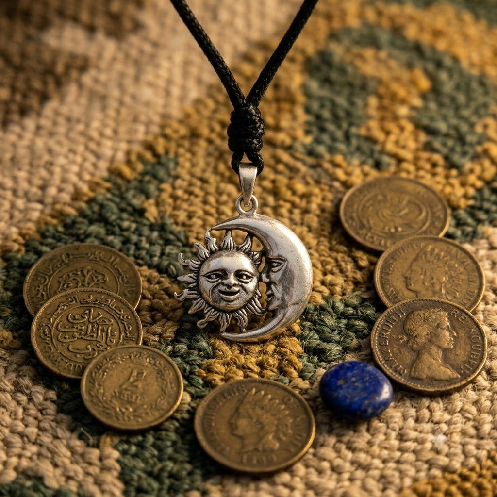Sun & Moon Ying Yang 92.5 Sterling Silver Pewter Brass Charm Necklace Pendant Jewelry